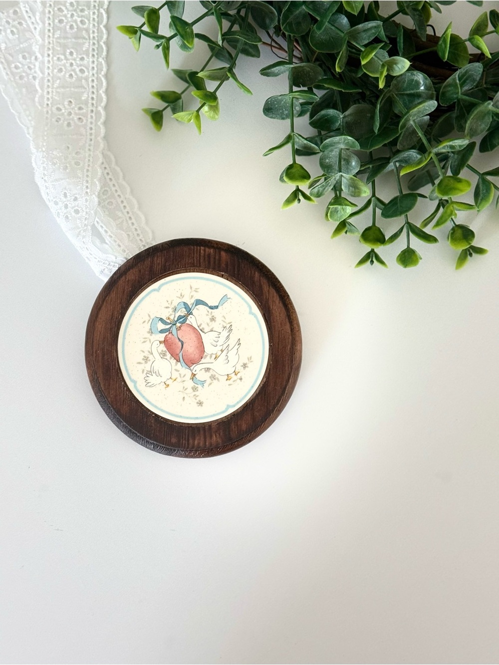 Vintage ⭐️ International Marmalade Wooden Wall Plaque - Cream, Blue, Pink